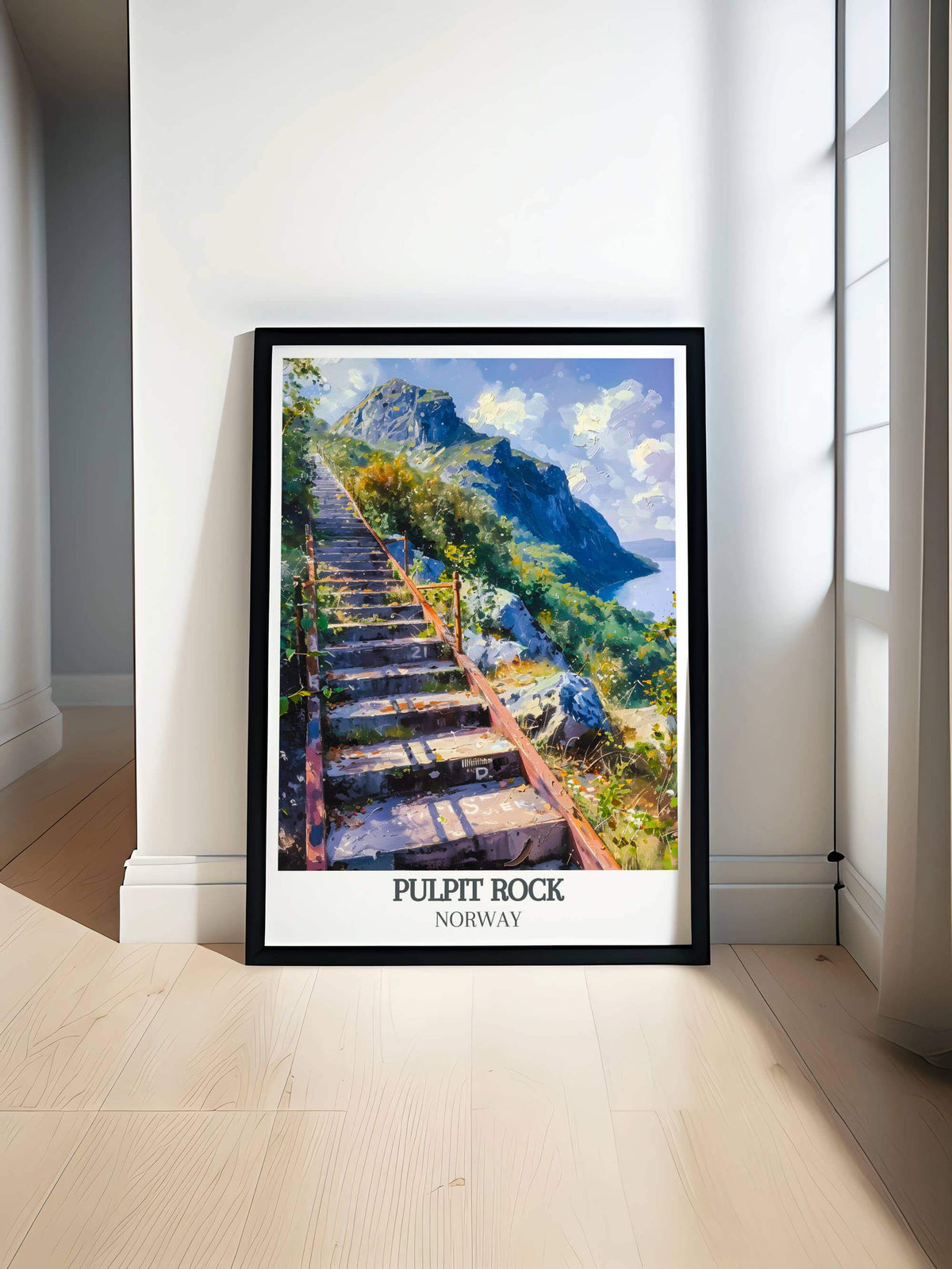 Pulpit Rock Posters - Flørlitrappene Vintage  Framed Prints - Norway  Living Roome Decor
