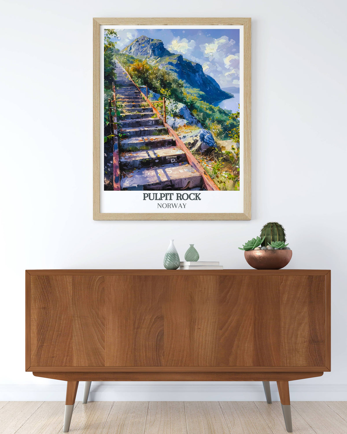 Pulpit Rock Posters - Flørlitrappene Vintage  Framed Prints - Norway  Living Roome Decor
