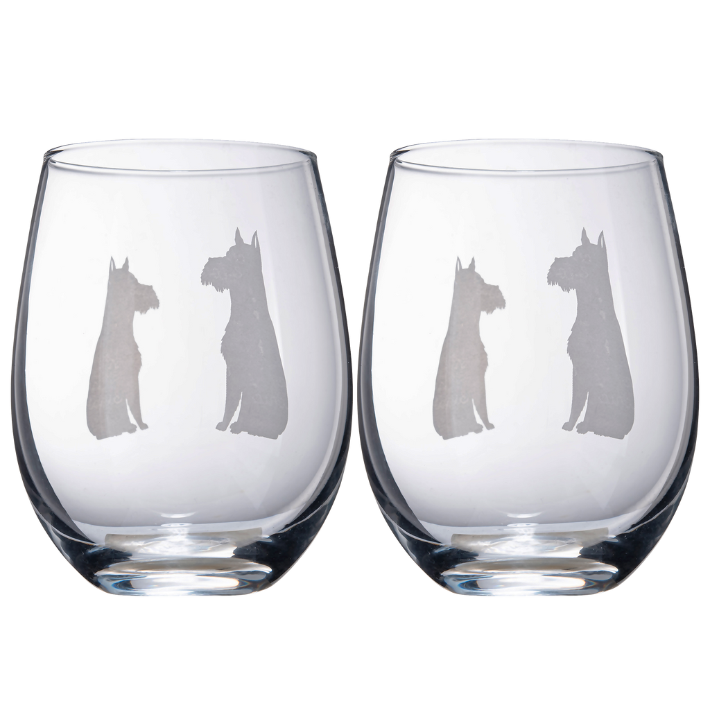Schnauzer Stemless Wine Glasses Set Of 2 By Dog Lover Glass Gifts For Mom Dad Sister