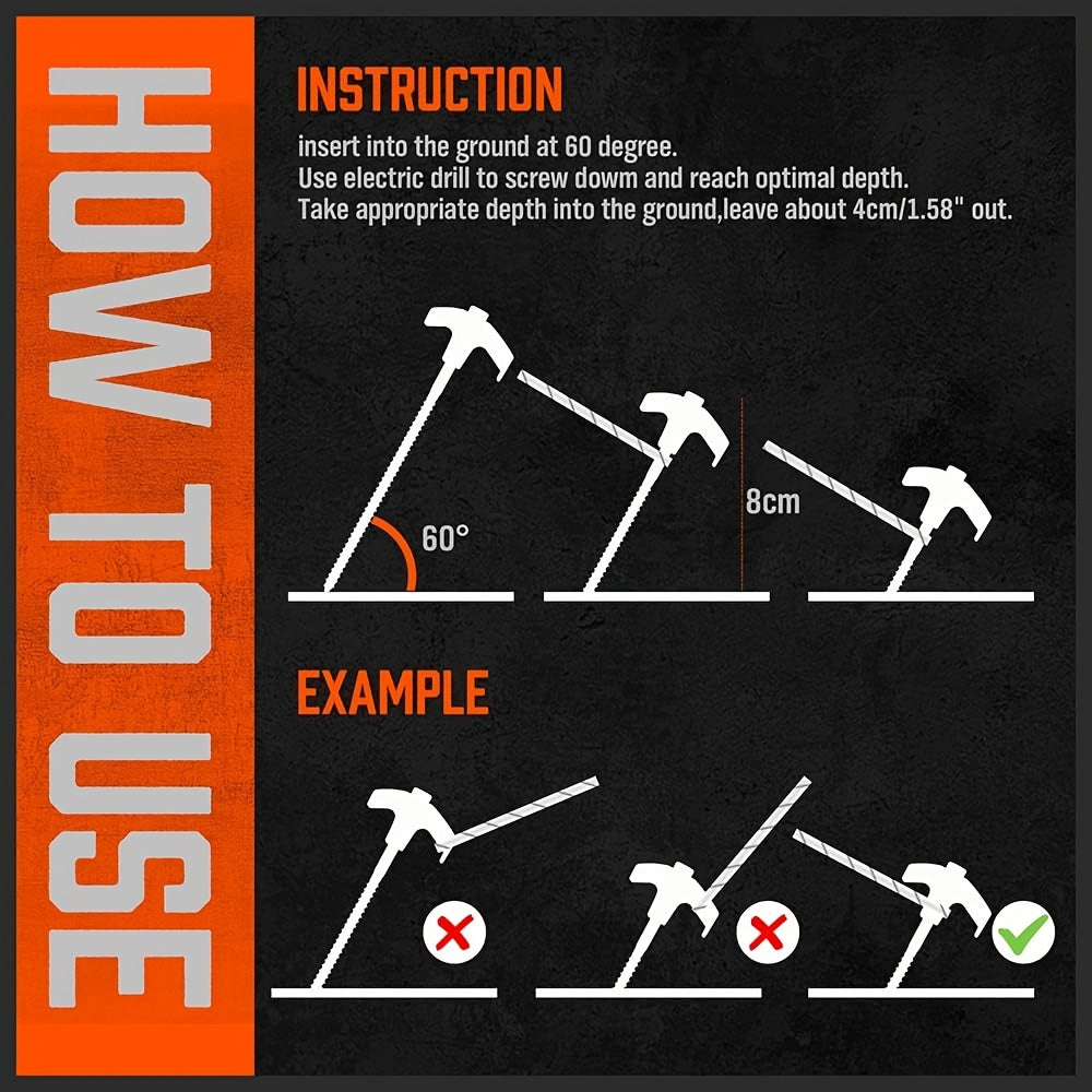 18 pcs Heavy Duty Tent Stakes Set with Rope & Hook