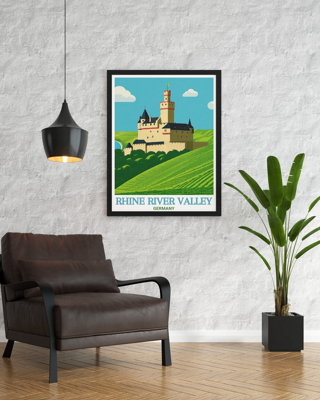 Rhine River Valley Modern Travel Posters Marksburg Castle Stunning Wall Art Germany Ideal Living Room Decor