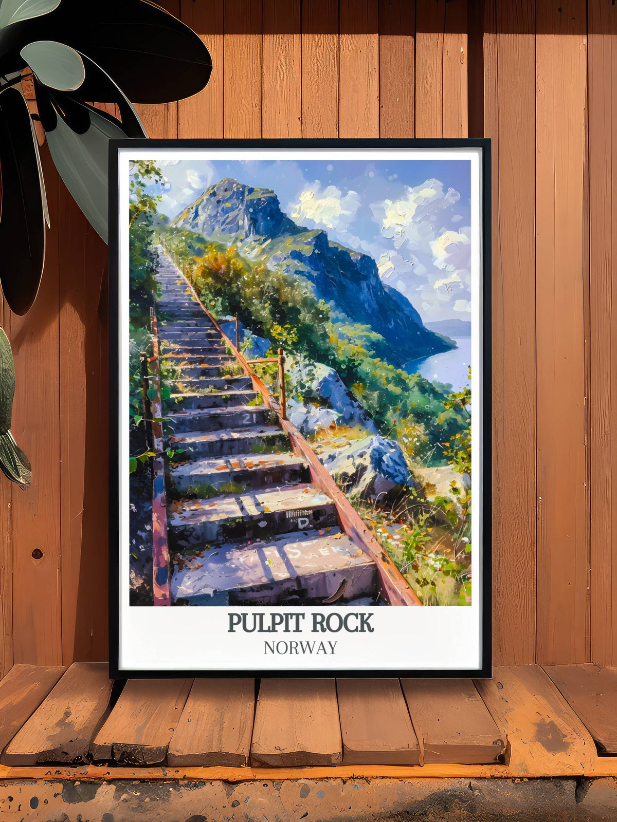 Pulpit Rock Posters - Flørlitrappene Vintage  Framed Prints - Norway  Living Roome Decor
