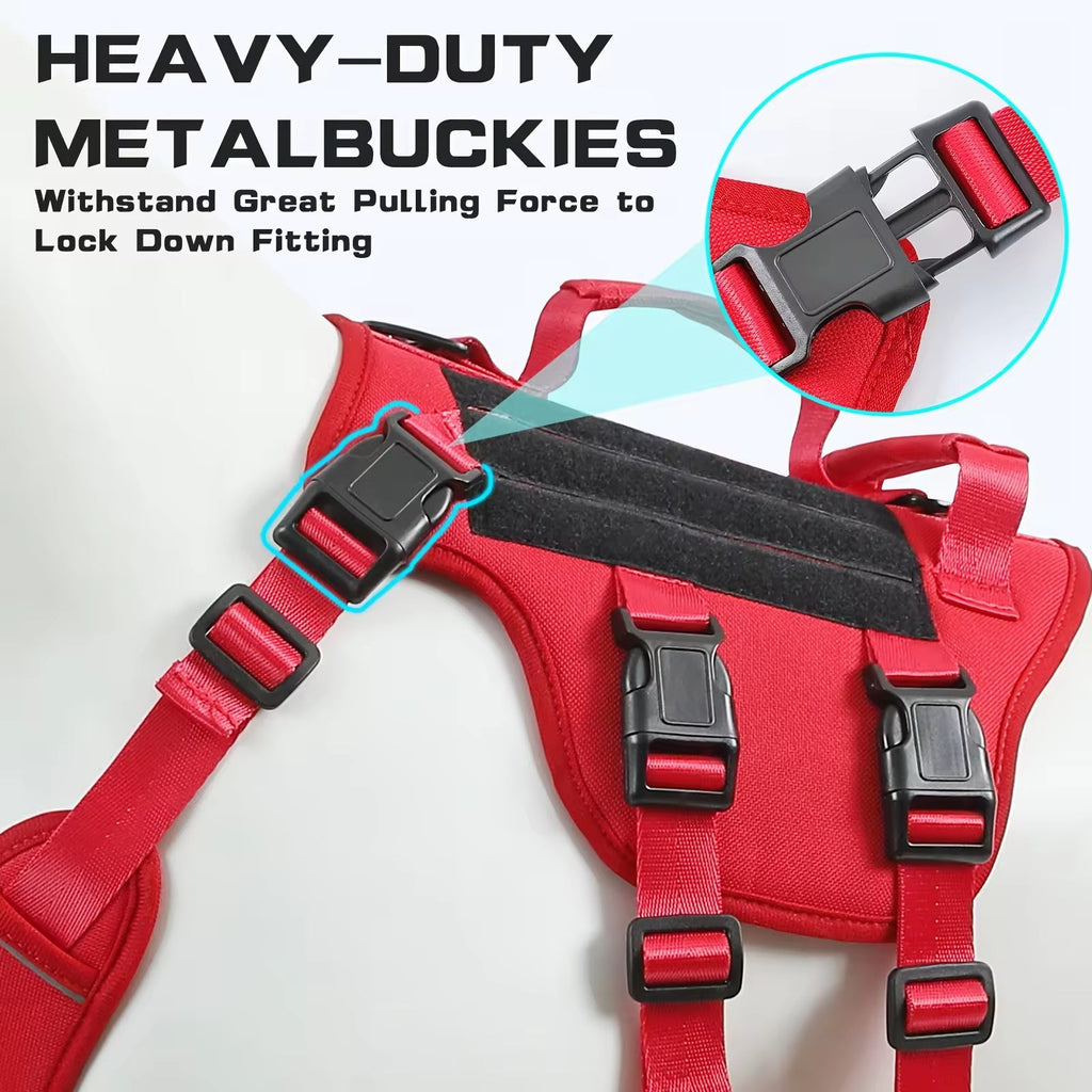 Heat-resistant Durable Nylon Tactical Service Dog Harness, Adjustable No-pull Reflective Vest With Dual Handles For Large Dogs