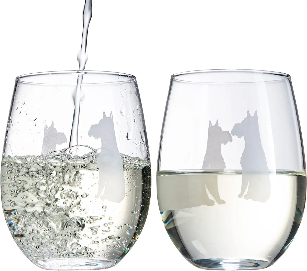 Schnauzer Stemless Wine Glasses Set Of 2 By Dog Lover Glass Gifts For Mom Dad Sister
