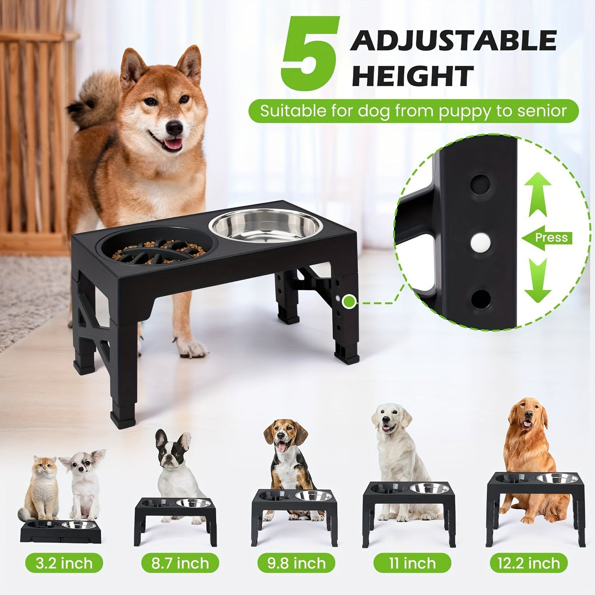Dog Bowl Stand with 3 Bowls