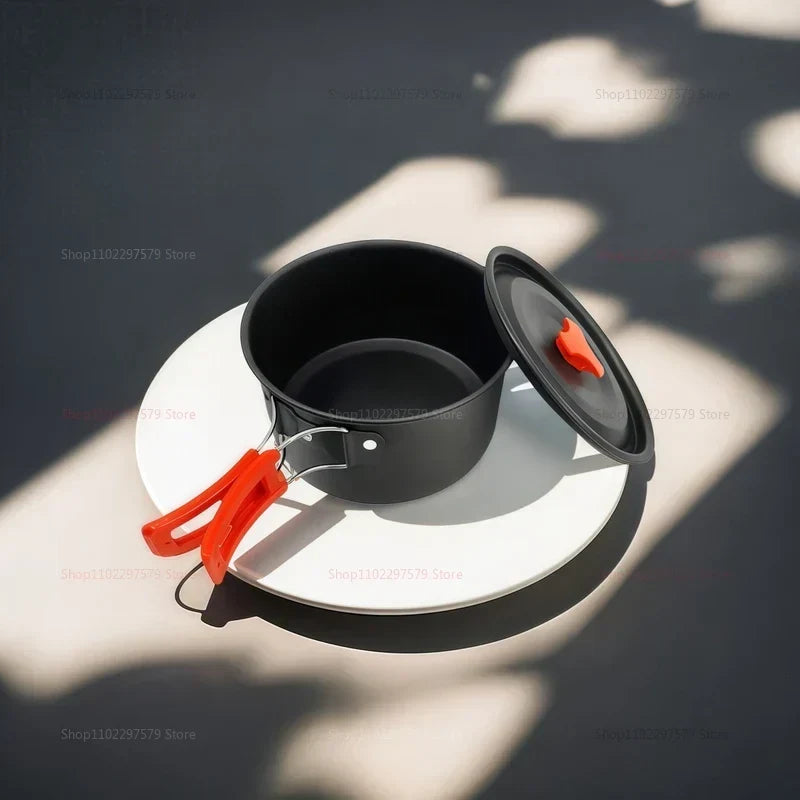 Pot Kettle Camping Cookware Set Grey
