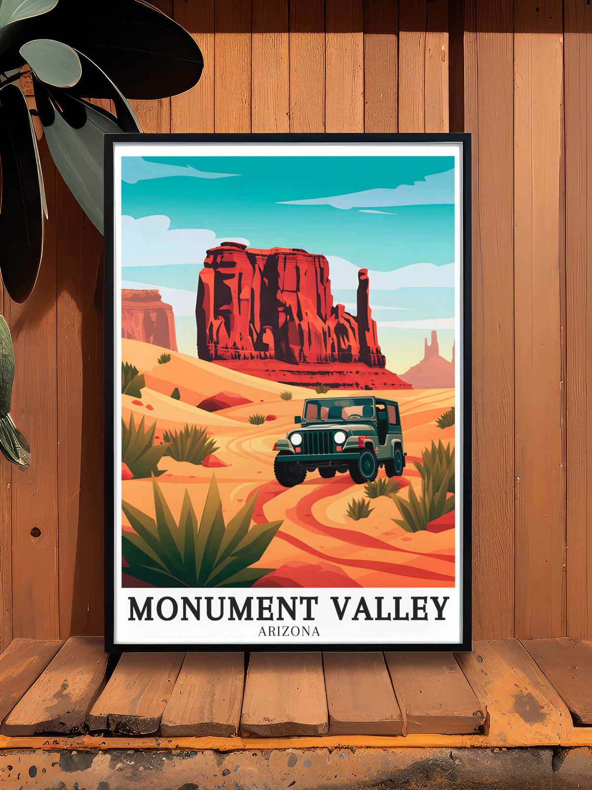 Monument Valley Poster Print - Merrick Butte Art - 17-mile Valley Drive Artwork - Monument Valley Travel Poster -  Arizona Wall Art
