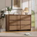 Walnut Rattan Six Drawer Dresser Bedroom Furniture