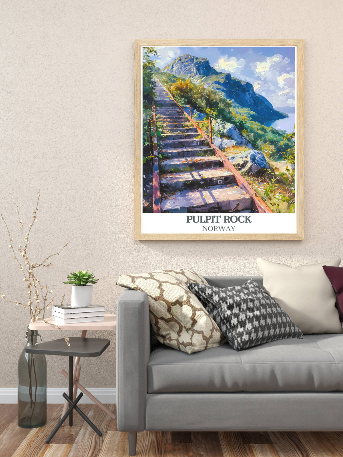 Pulpit Rock Posters - Flørlitrappene Vintage  Framed Prints - Norway  Living Roome Decor