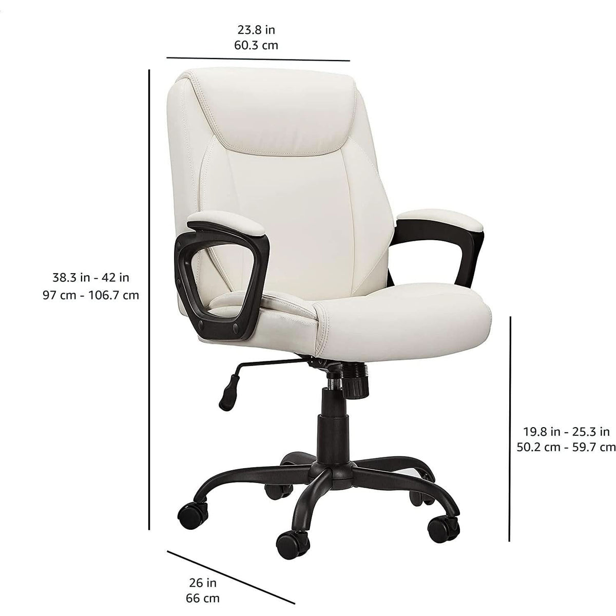 Cream Padded Office Chair Armrests Height Adjustable