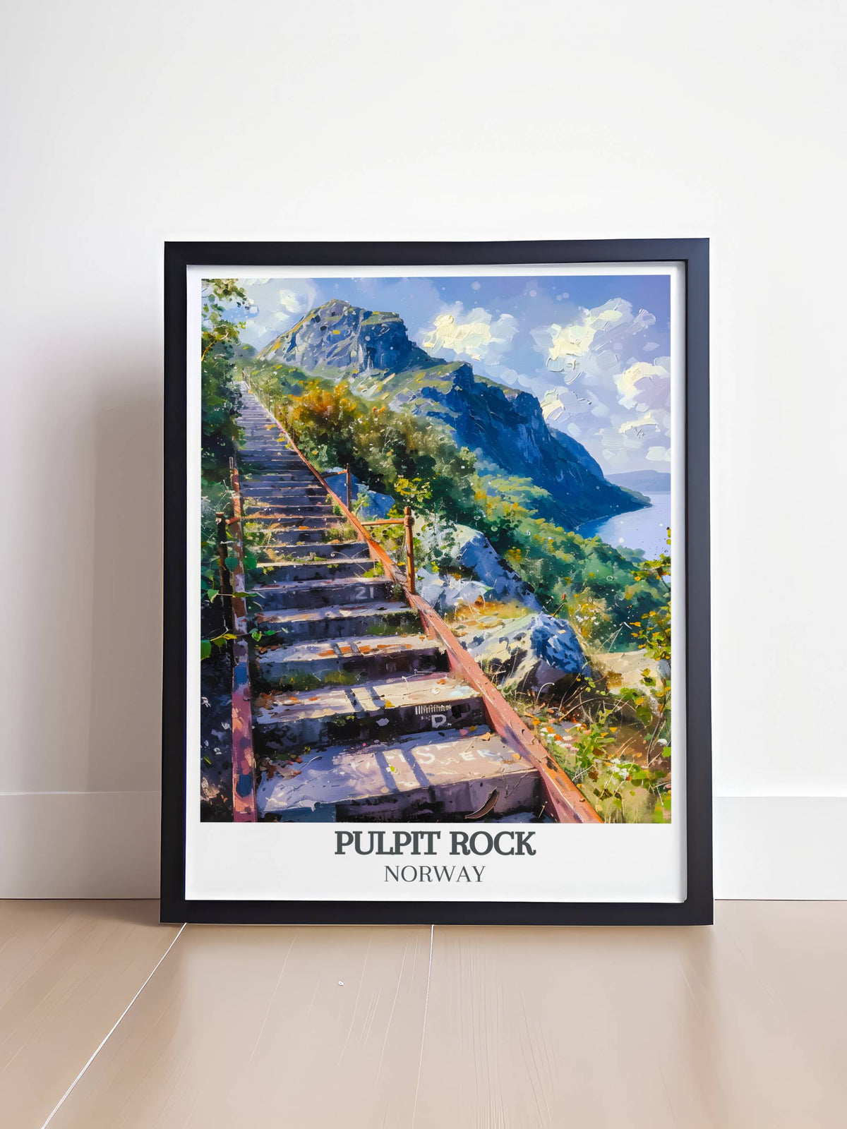 Pulpit Rock Posters - Flørlitrappene Vintage  Framed Prints - Norway  Living Roome Decor